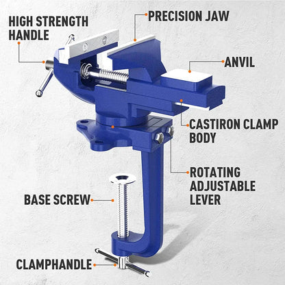 2 in 1 Bench Vise - Universal Wide Application 360 Degree Rotation High Hardness for Woodworking