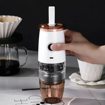 2 in 1 Electric and Portable Mini Coffee Grinder - USB Hand Crank Coffee Machine with Handle