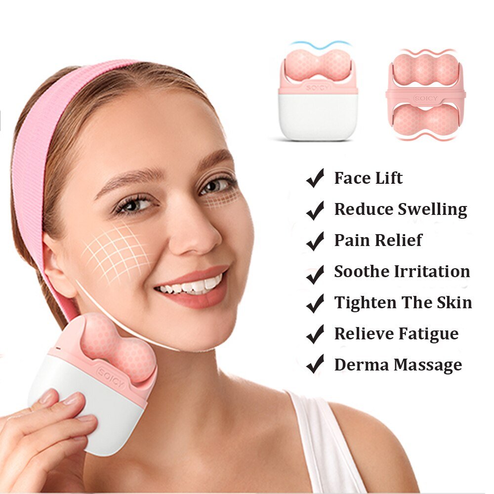 2-in-1 Face Sculpting Ice Roller -  Facial Ice Massage Wheel & Eye Roller for Face and Body