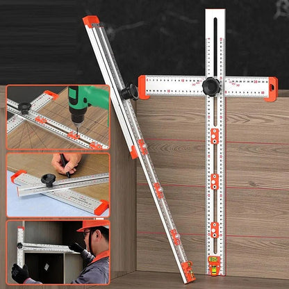 4 in 1 Drilling Positioning Ruler - T- Square Ruler | High Precision Angle Drawing Marking Gauge Tools