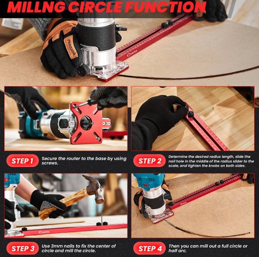 4 in 1 Router Milling Groove Bracket - Adjustable Router Jig Tool for Woodworking