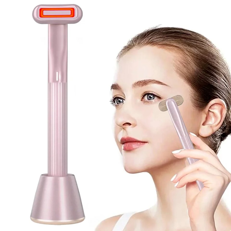 4-in-1 Skincare Tool Wand - Therapeutic Warmth Face Massage Red LED Light