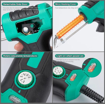 Adjustable Temperature Soldering  Iron Kit - One-Hand Operation Welding Gun For Electrical Maintenance, Soldering Wires, Circuit Board Repair, DIY