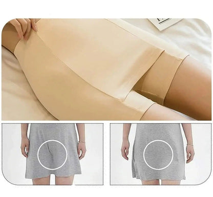 Double-layer Front Crotch Ice Silk Safety Shorts - Women's Double-Layer Safety Shorts, Non-Slip Elastic Waist Shorts, Suitable for Matching Skirts