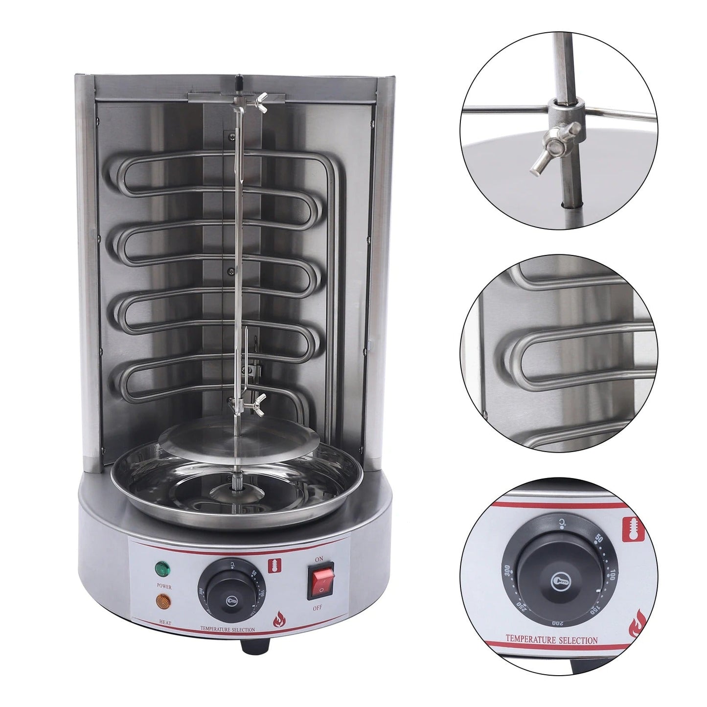 Electric Vertical Broiler Gyro Grill Shawarma Machine - Kebab Machine Stainless Steel for Rotisserie Restaurant,  Home & Kitchen