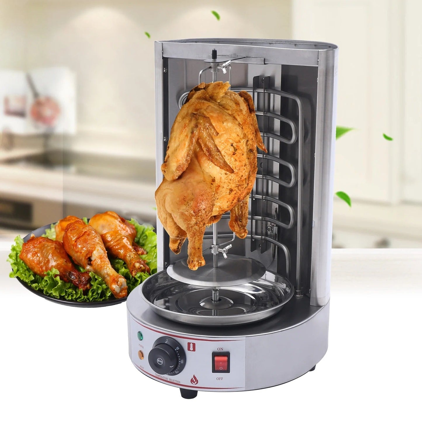 Electric Vertical Broiler Gyro Grill Shawarma Machine - Kebab Machine Stainless Steel for Rotisserie Restaurant,  Home & Kitchen