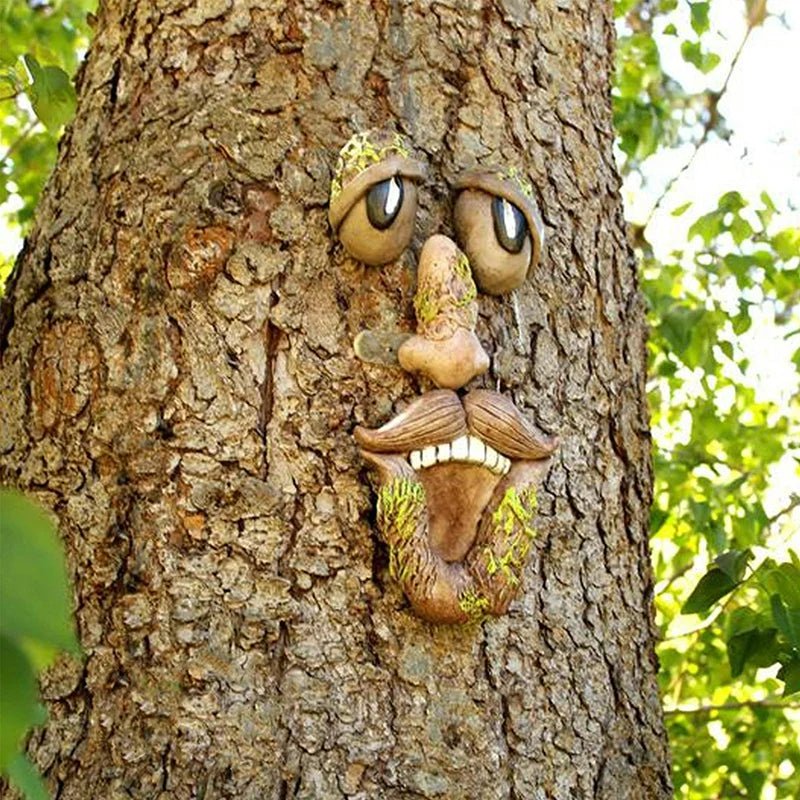 Enchanted Tree Face - Outdoor Tree Amusing Old Man Face Sculpture