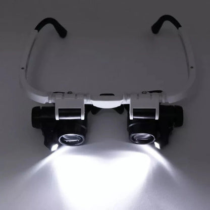 Headband Magnifier - 8 Lens LED Light Jeweler Glasses