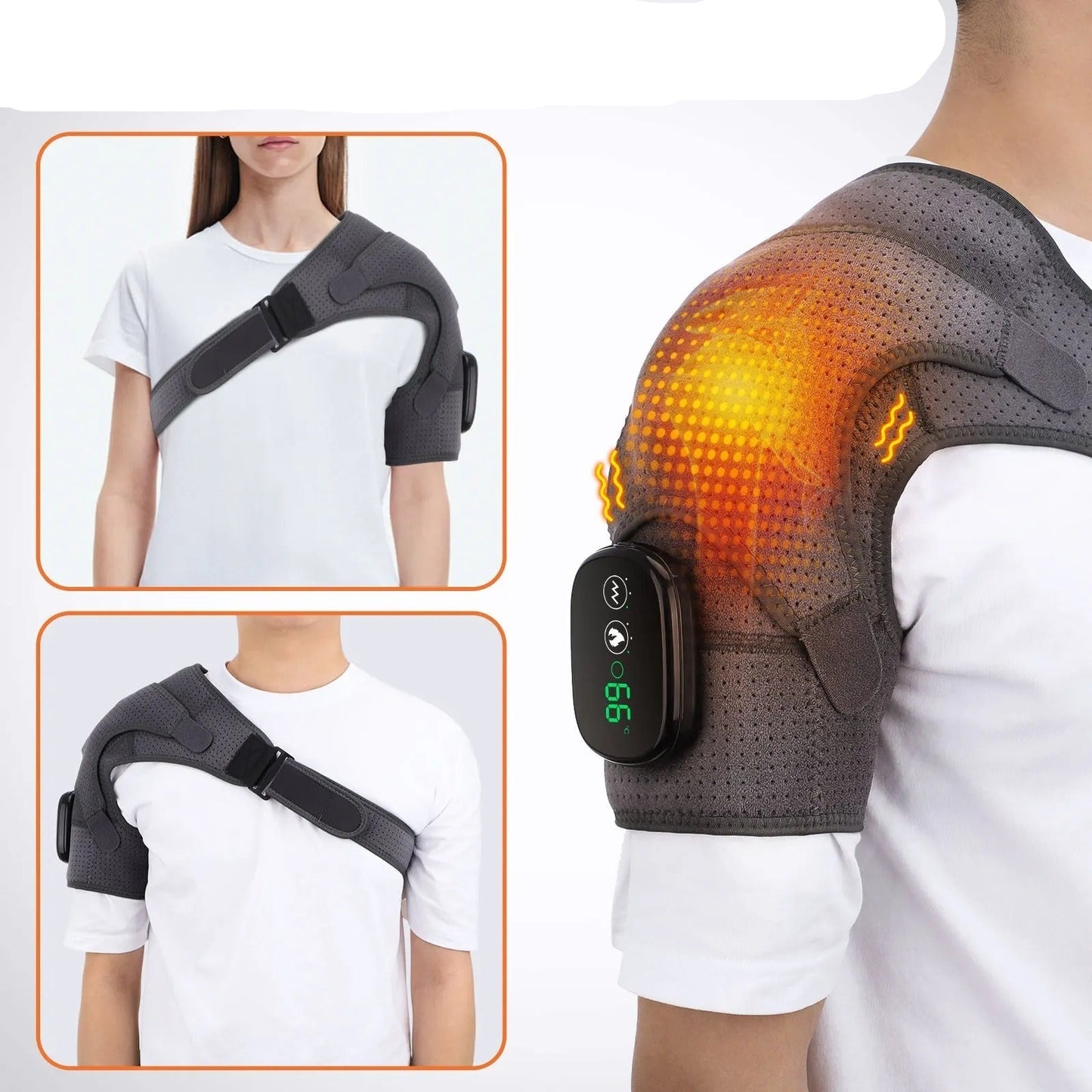 Heated Shoulder Wrap with Vibration - Cordless Shoulder Heating Pad for Men and Women