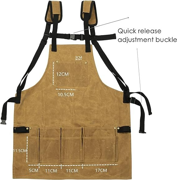 Heavy Duty Multi-Pocket Hardware Apron - Woodworking Aprons with Multiple Pockets, Water Resistant