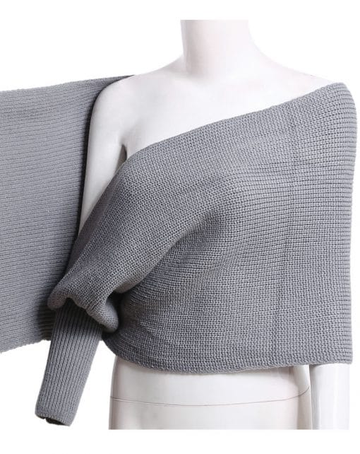 Knitted Wrap Scarf With Sleeves - Sexy V-neck Off Shoulder Winter Warm Shawl Scarves