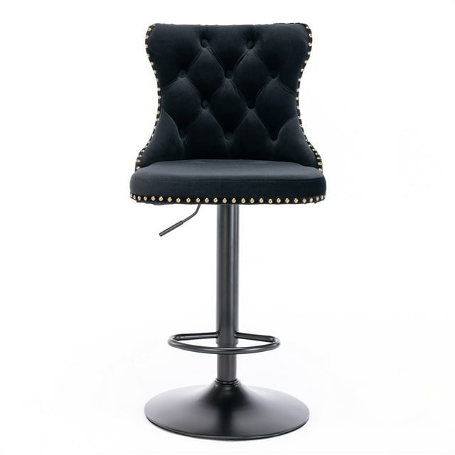 Lux Velvet Bar Stools - Upholstered Bar Stools with Backs Comfortable Tufted for Home Pub and Kitchen