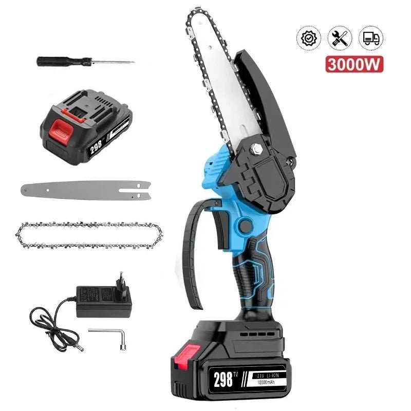 Mini Chainsaw 6 Inch - Powerful Cordless Rechargeable Handheld Small Electric Saw