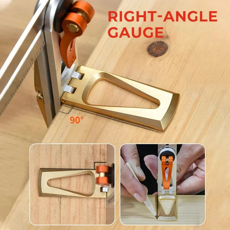 Multi-Functional Dovetail Marker -  Heavy-duty High-precision Stainless Steel Multi-angle Square Movable Woodworking Angle Ruler