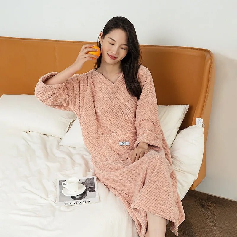 Plush Soft Robe - Bathroom Wearable Bathrobe Towel