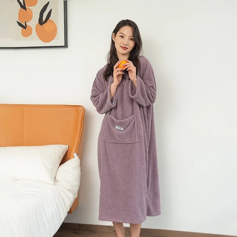 Plush Soft Robe - Bathroom Wearable Bathrobe Towel