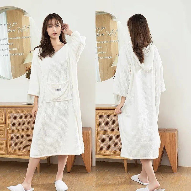 Plush Soft Robe - Bathroom Wearable Bathrobe Towel