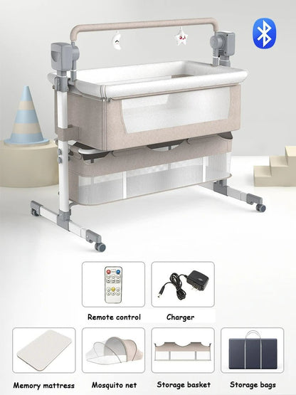 Portable Baby Bed Electric Bassinet - Multifunctional Cradle Portable Rocking Bed New Born Sleeping Basket