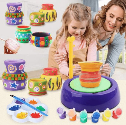 Pottery Wheel Studio Kit for Kids - Complete Painting Kit for Beginners with Modeling Clay and Sculpting Tools