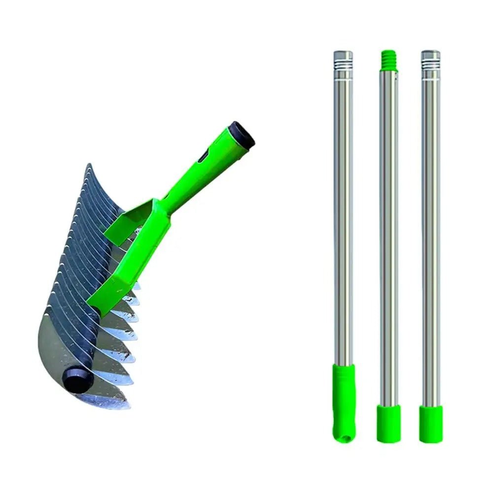 Thatch Rake - Efficient Steel Metal Lawn Grass Rake with Stainless Steel Handle