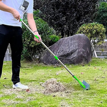 Thatch Rake - Efficient Steel Metal Lawn Grass Rake with Stainless Steel Handle