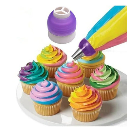 Tri-Color Pastry Nozzle - Icing Piping Bag Nozzle Converter aCoupler Fondant Cake Cream Pastry Nozzles Adaptor