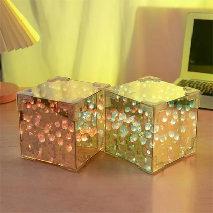 Tulip Cube Nightlight - Handmade Floral Mirror Decor